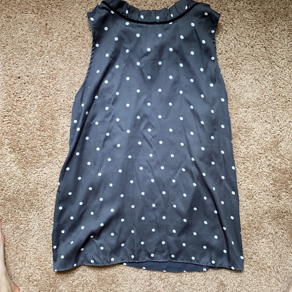 Slate grey and white polka dot tank top